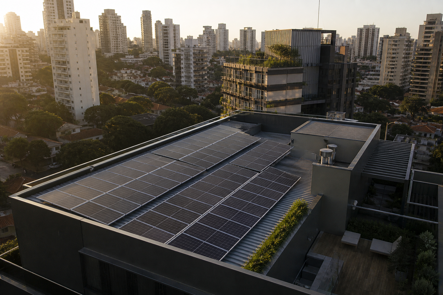 Conjunto de painéis fotovoltaicos